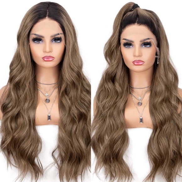 ?  MERA 22” BROWN OMBRÉ BODY WAVE LACE FRONT WIG main image 4